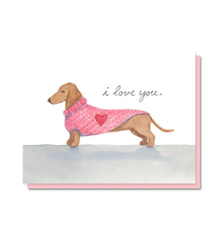 I Love You Dachshund Card