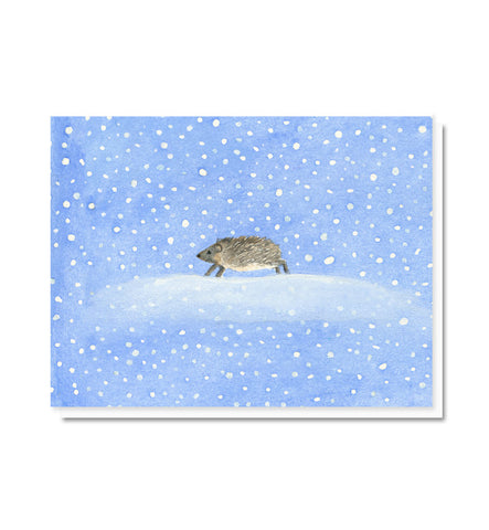 Dashing Through the Snow Hedgehog Blank Note