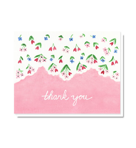 Ditsy Floral Vintage Linen Thank You Card