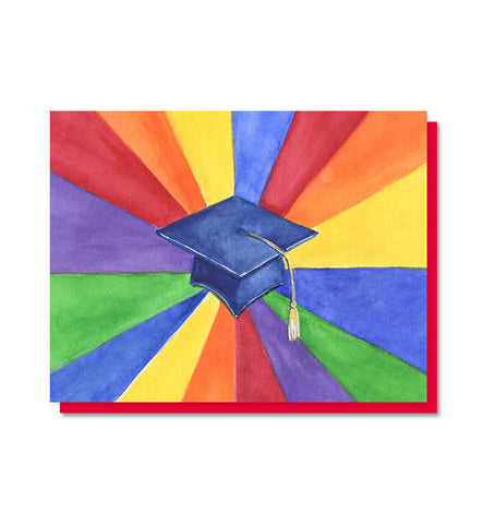 Rainbow Mortarboard Graduation Card