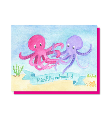 Blissfully Entangled - Octopus love, wedding, anniversary card