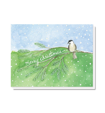 Chickadee in the Snow Christmas Card