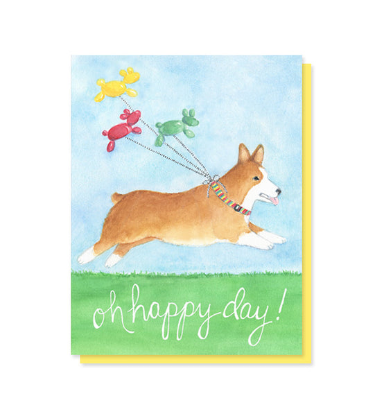 Happy Day Corgi Card