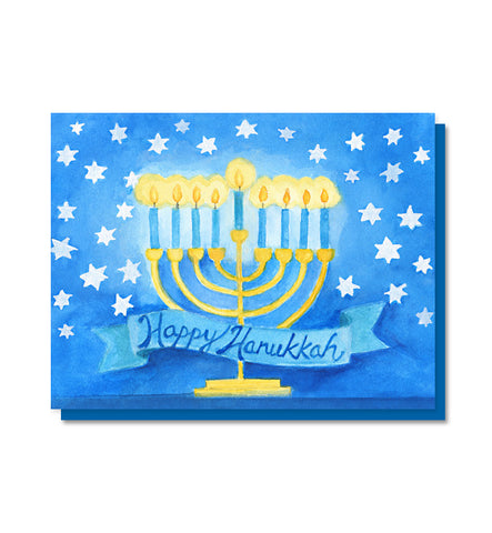 Starry Happy Hanukkah card