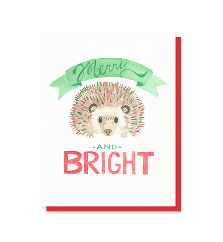 Merry & Bright Holiday Hedgehog Card