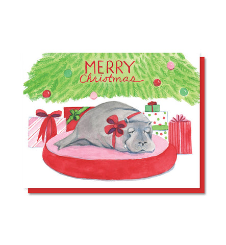 Hippopotamus for Christmas Holiday Card