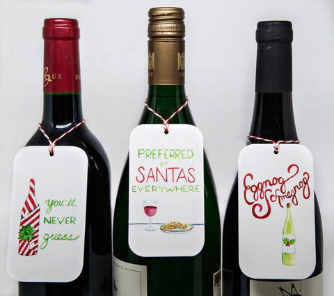 Christmas Wine Bottle Gift Tags - set of 6