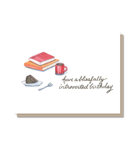 Blissfully Introverted Coffee & Books Birthday Card