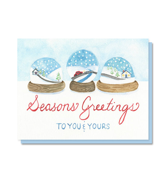 Seasons Greetings Snowglobes Holiday Christmas Card