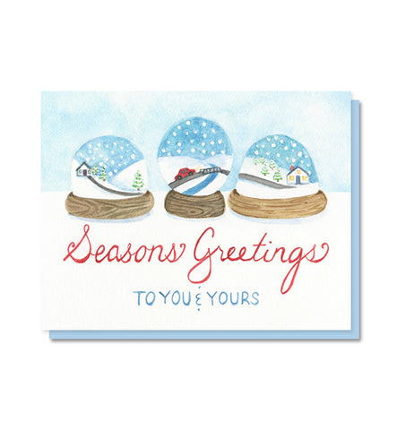 Seasons Greetings Snowglobes Holiday Christmas Card