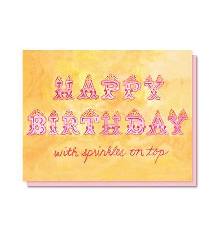 Happy Birthday With Sprinkles on Top Birthday Card